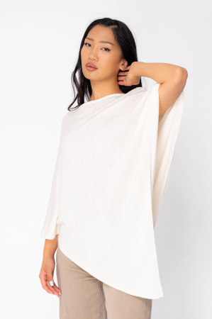 Pulover tip capa din mix de lana si casmir Off White [5]