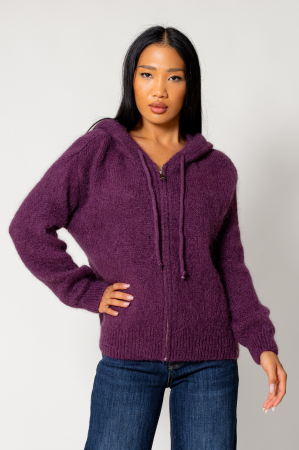 WOMEN - Purple wool and mohair blend jacket sweater