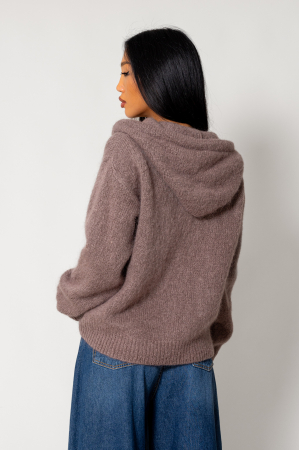 Taupe wool and mohair blend jacket sweater [2]