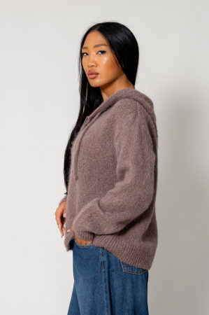 Taupe wool and mohair blend jacket sweater [1]