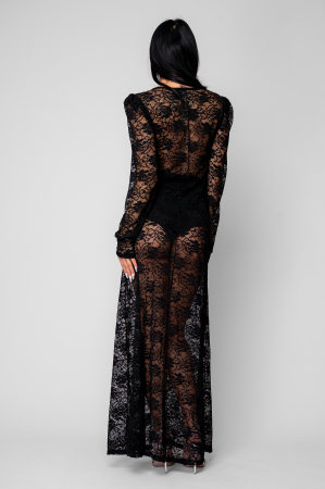 Rochie cu maneca lunga din dantela Black [2]