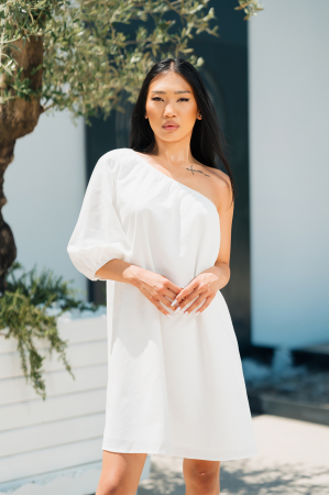 Sale Women - Short dress with one shoulder White