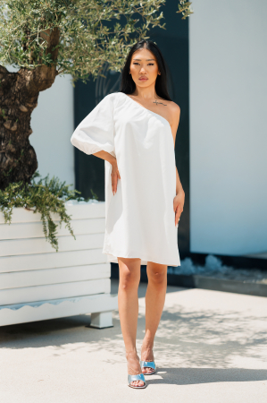 Short dress with one shoulder White [1]