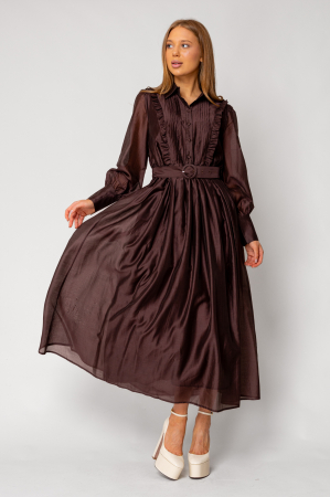 WOMEN - Brown loose shirt dress