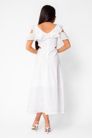 Long knitted dress with lace Beige - Copie [2]