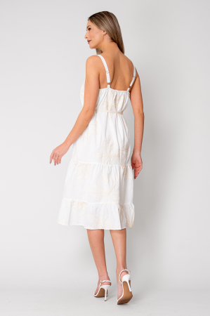 Long dress with straps and embroidery Off White/Cream [2]