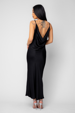 Rochie lunga cu bretele si dantela Black [2]