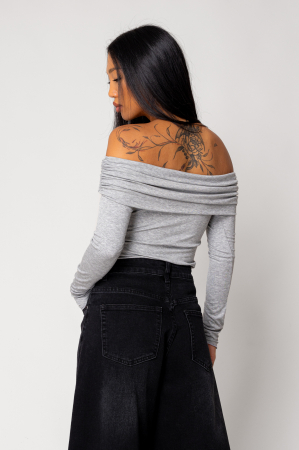 Grey off-shoulder blouse [2]