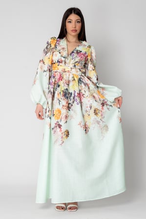 Sale Women - Set Long sleeve shirt and short pants Flower Off White/Blue - Copie