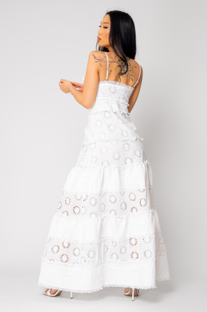 Long dress with buttons and embroidery White [3]