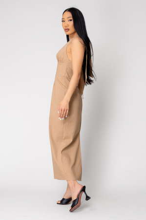Long dress with bare back Brown [1]