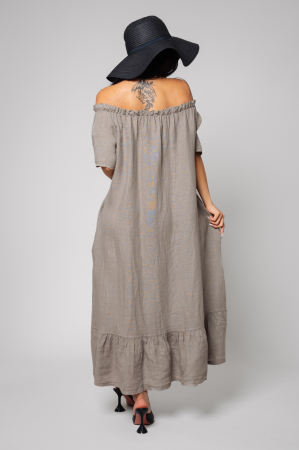 Long dress with bare shoulders Taupe [2]