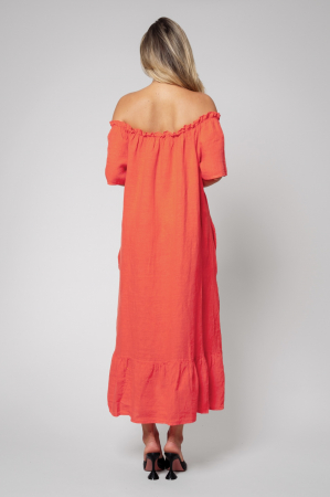 Long dress with bare shoulders Coral [2]