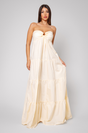 Rochii si Fuste - Rochie lunga fara bretele Cream