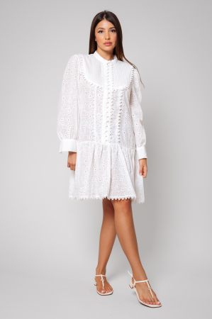 Short shirt-type dress with White embroidery [2]