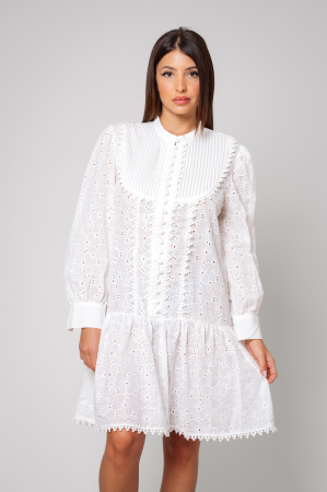 Sale Women - Short shirt-type dress with White embroidery