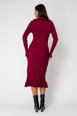 Rochie lunga tricotata Burdundy [2]