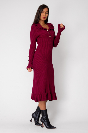 Rochie lunga tricotata Burdundy NOUTATI - Rochie lunga tricotata Burdundy
