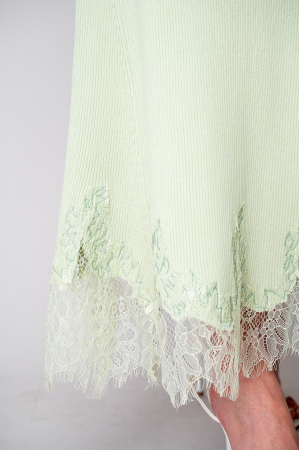 Rochie lunga tricotata cu dantela Mint [4]