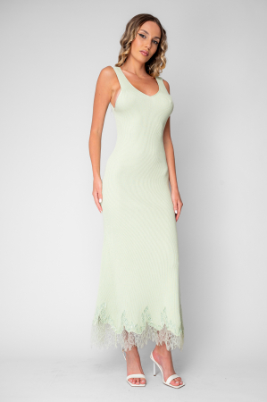 Rochie lunga tricotata cu dantela Mint [1]