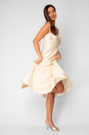 Rochie lunga cu bretele Beige [5]