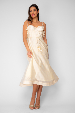 FEMEI - Rochie lunga cu bretele Beige