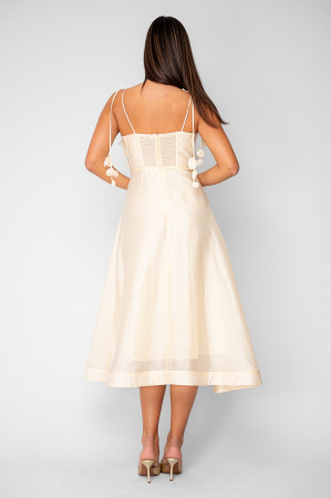 Rochie lunga cu bretele Beige [4]