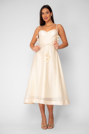 Rochie lunga cu bretele Beige [1]