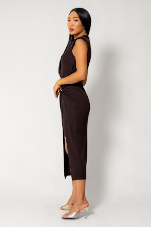 Midi dress with decorative ring Brown [2]