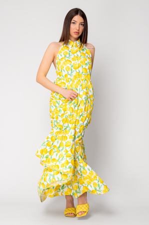 Rochie lunga cu spatele gol si print lamai [3]