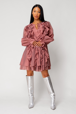 WOMEN - Rose Quartz short ruffled dress