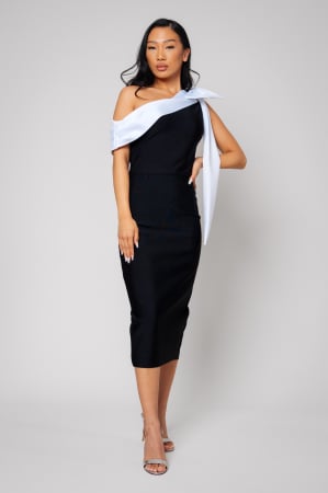 Sale Women - Tight Midi Dress Off White/Black