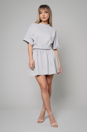 FEMEI - Set Amara Tricou Oversized si fusta scurt Grey