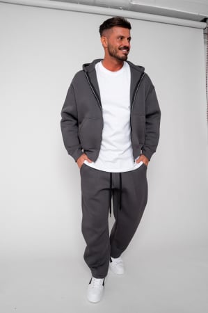 Treninguri - Set Winter hanorac cu fermoar si pantalon  Baggy Grey Anthracite
