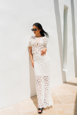 Blanca White top and long skirt set [4]