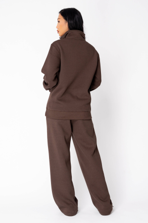 Brown short-zip top and trousers set [2]