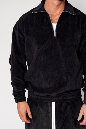 Set Blouse with short zipper and long pants Black [4]