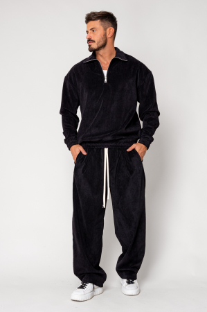 Set Blouse with short zipper and long pants Black [1]