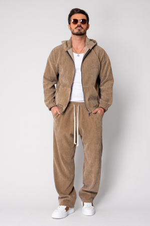Set Velvet Hanorac cu fermoar si pantalon lung Beige [1]
