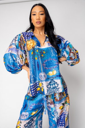 FEMEI - Set Capri bluza si pantalon lung print lamai