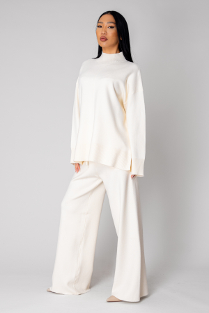 Blouse and long pants set in Off White wool mix [1]