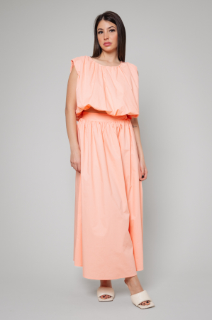 Seturi de Vara - Set bluza cu maneca scurta si fusta lunga Light Orange