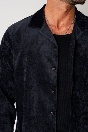 Set bluza cu nasturi si pantalon lung catifea Black [3]