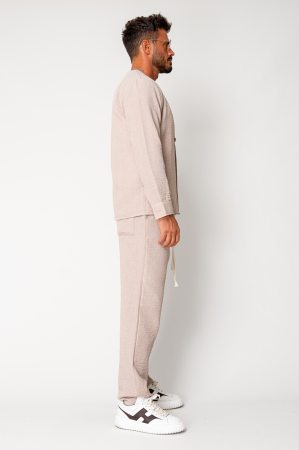 Set bluza cu un nasture si pantalon lung Beige [2]