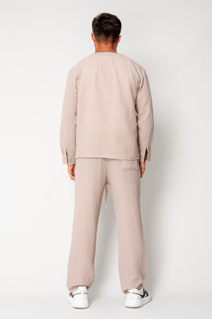 Set bluza cu un nasture si pantalon lung Beige [3]