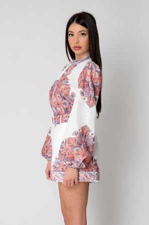 Long sleeve shirt and short pants set White/Brown [3]