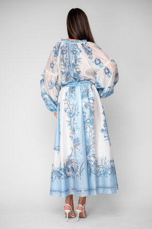 Set Bluza si Fusta lunga Off White/Blue [3]