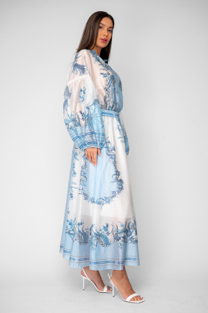 Set Bluza si Fusta lunga Off White/Blue [2]