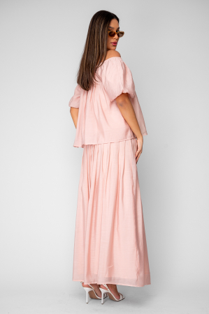 Set Bluza si Fusta lunga din mix de matase Rose Quartz [3]