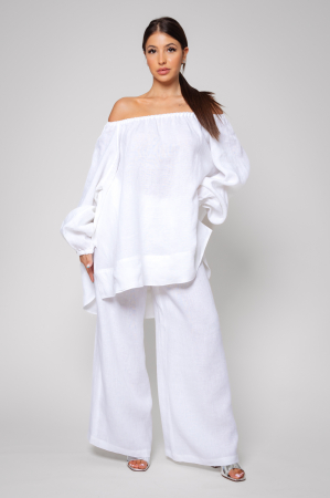 Blouse and long pants set made of 100% IN White [2]